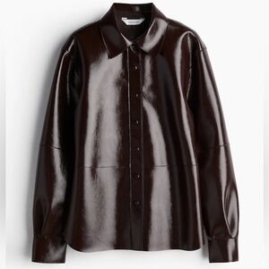 🔥Popular🔥 H&M Edition OxBlood Burgundy Coated Shacket NWT Size M